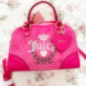Juicy Couture bowler heritage pink valour heart charmed purse NWT